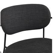 Chaise design lounge à accoudoirs 'KOL' en tissu gris foncé avec 4 pieds en métal noir