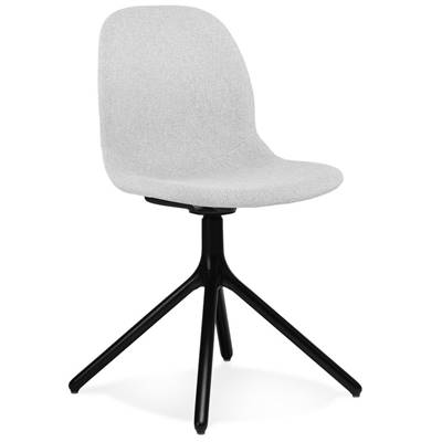 Chaise design de style moderne 'KOOL' en tissu gris clair avec 4 pieds en métal noir