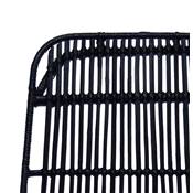 Chaise design 'RATTAN' en rotin noir avec 4 pieds en métal noir et dossier haut