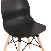 Chaise scandinave 'NORSK WOOD' noire 4 pieds bois couleur naturelle et croisillon en métal noir