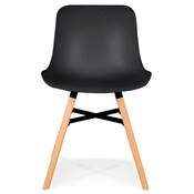 Chaise design de style scandinave 'GUTT' noire avec 4 pieds en bois naturel