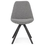 Chaise vintage 'BLACK FIRENZA' en tissu pied de poule et pieds en bois noir