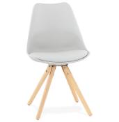 Chaise scandinave design 'Sueden' grise avec 4 pieds en bois naturel
