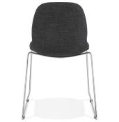 Chaise design 'Teknik Silver' en tissu gris foncé pieds tréteaux en métal chromé