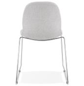 Chaise design empilable 'Teknik Silver' en tissu gris clair pieds tréteaux en métal chromé