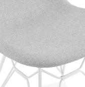 Chaise design 'Norsk White' en tissu gris clair 4 pieds en métal blanc