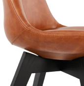 Chaise design 'Blackstad' marron avec 4 pieds en bois noir