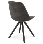 Chaise design 'Black Firenza' en microfibre grise avec 4 pieds en bois noir
