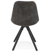Chaise design 'Black Firenza' en microfibre grise avec 4 pieds en bois noir