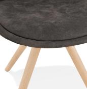 Chaise design 'Firenza' en microfibre grise avec 4 pieds en bois naturel