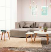 Tables basses scandinaves gigognes rondes 'Mukavä' plateau en bois blanc 3 pieds en bois - Ø 50 cm