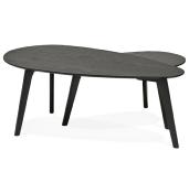 Tables basses gigognes ovales scandinave 'HYGGE' plateau en bois noir avec 3 pieds en bois noir - 100 x 50 cm