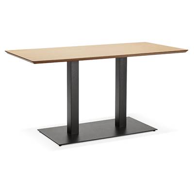 Table à diner / salle à manger 'Tvillin Black Small' bois pied central en fonte noir - 150 x 70 cm