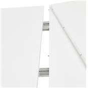 Table / table de réunion extensible 'Rym' blanche bois laquée 4 pieds métal noir - 170(270) x 100 cm