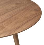 Table de salle à manger scandinave ronde 'Üméa' plateau et 4 pieds bois noyer – Ø 120 cm