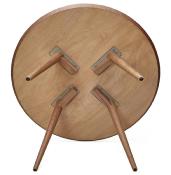 Table de salle à manger scandinave ronde 'Üméa' plateau et 4 pieds bois noyer – Ø 120 cm