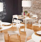 Table / table de réunion design ronde 'Bjork' en bois blanche pied central métal blanc – Ø 120 cm