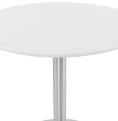 Petite table / table de réunion ronde 'Elea' blanche en bois pied central acier brossé - Ø 90 cm