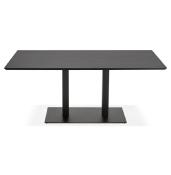 Table de salle à manger 'Tvillin Black' noire en bois pied central en fonte - 180 x 90 cm