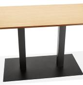 Table de salle à manger 'Tvillin Black' en bois pied central en fonte noir - 180 x 90 cm