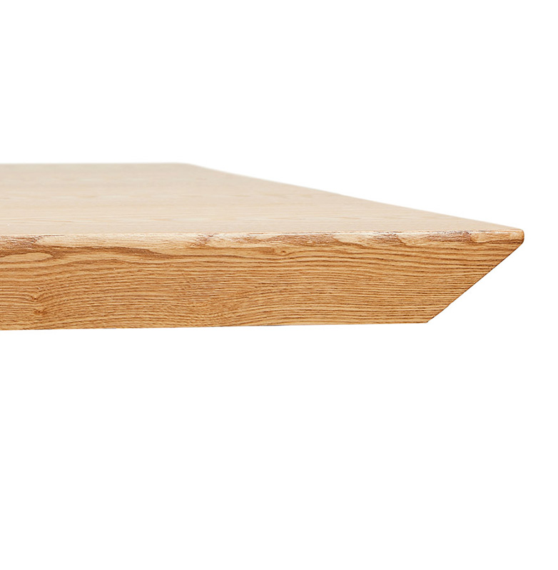 Table de salle à manger design 'Tepee Wood' plateau bois naturel pieds en métal blanc - 200 x 100 cm