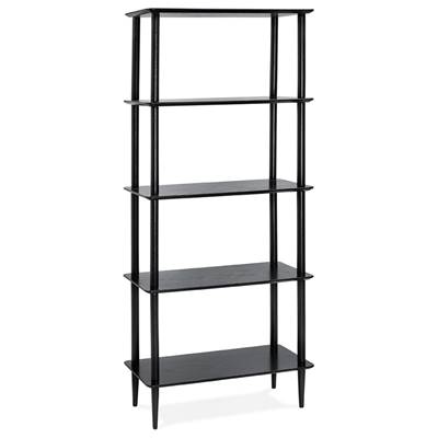 Etagère bibliothèque scandinave 'TOWER' tablettes en bois noir et structure et pieds en bois noir