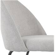 Fauteuil design 'ART' en tissu gris clair avec 4 pieds en métal noir