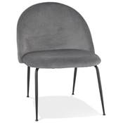 Fauteuil design 'ART' en velours gris clair avec 4 pieds en métal noir