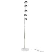 Lampadaire design 5 branches 'Arcka' structure en métal chromé socle en marbre
