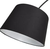 Lampadaire arqué design 'Sigill' abat-jour en tissu noir structure et socle en métal noir
