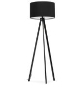 Lampadaire trépied scandinave 'Stätiv' abat-jour en tissu noir 3 pieds en métal noir