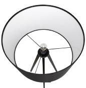 Lampadaire trépied scandinave 'Stätiv' abat-jour en tissu noir 3 pieds en métal noir