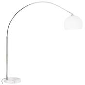 Lampadaire design 'Arc' abat-jour blanc structure en mtal chrom socle en marbre