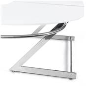 Bureau d'angle design 'Master' en bois laqué blanc pieds en métal chromé - 250 x 230 cm