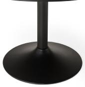 Table / table salle de réunion ronde 'Kaza' plateau en bois noir et pied central en métal noir – Ø 120 cm
