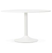 Table / table salle de réunion ronde 'Kaza' plateau en bois blanc et pied central en métal blanc – Ø 120 cm