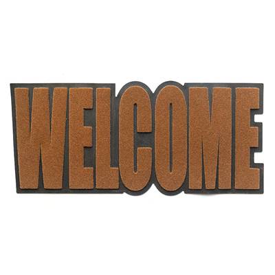 Paillasson design 'Welcome' marron