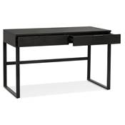 Petit bureau droit / table travail design 2 tiroirs 'BAMBIN' bois et pieds métal noir - 120 x 60 cm