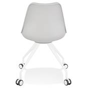 Petite chaise de bureau design à roulettes dossier bas 'SIMPLE' grise avec pieds en métal blanc