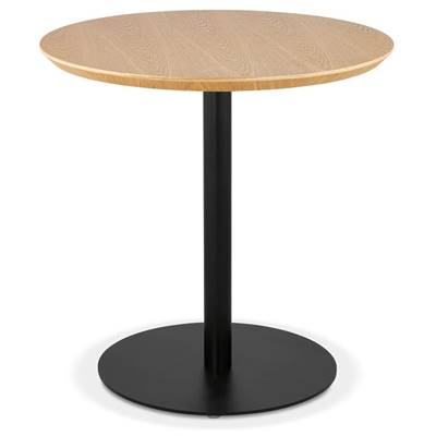Petite table style industriel ronde 'FERRO' bois naturel pied central métal noir – Ø 60 cm