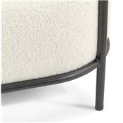 Pouf design de style moderne 'BIG SMALL' en tissu bouclé blanc ' pieds en métal noir - 42 x 42 cm