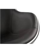 Fauteuil design lounge rond à accoudoirs 'Space' pivotant noir pied central en métal chromé
