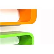 Etagères cubes murales design orange jaune et vert - Set de 3