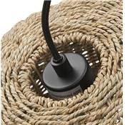 Suspension design ronde 'ARC' style rustique en algue marine naturelle structure en métal noir