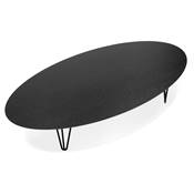 Grande table basse style industriel ovale 'DANA' plateau bois noir pieds en métal noir - 110 x 80 cm