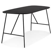 Petite table / bureau droit industriel 'SPLEEN' plateau bois noir 4 pieds métal noir – 142 x 74 cm