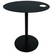 Table d'appoint guéridon design ovale 'DRINK' tablette et pied central en métal noir - 42 x 31 cm