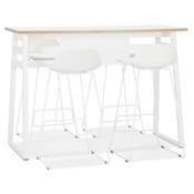 Table de bar Mange-debout design 'BARAS' en bois blanc pied en métal blanc - 150 x 60 cm