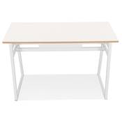 Table de bar Mange-debout design 'BARAS' en bois blanc pied en métal blanc - 150 x 60 cm