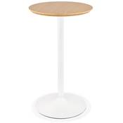 Table de bar haute ronde 'CONTY' en bois naturel avec pied central en métal blanc – Ø 60 cm
